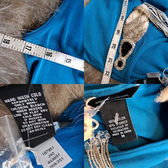 DEADSTOCK • Moda International • Vintage 90s Beaded Keyhole Stretch Blouse [M] - Picture 2 of 16